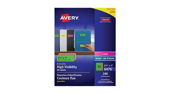 Avery Removable ID Labels 1 x 2-5/8, 750 Labels (6460)