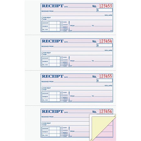 Carnet de reçus monétaire avec bande autocollante