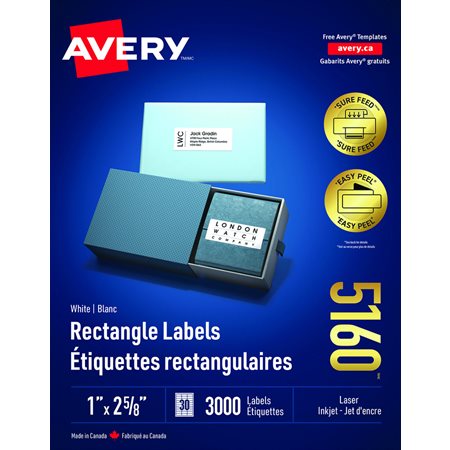 Étiquettes rectangulaires blanches Easy Peel®