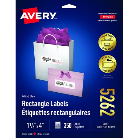 Étiquettes rectangulaires blanches Easy Peel®