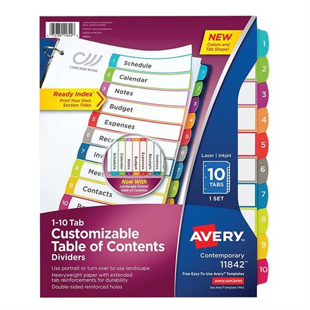 Ready Index® Customizable Table of Contents Dividers