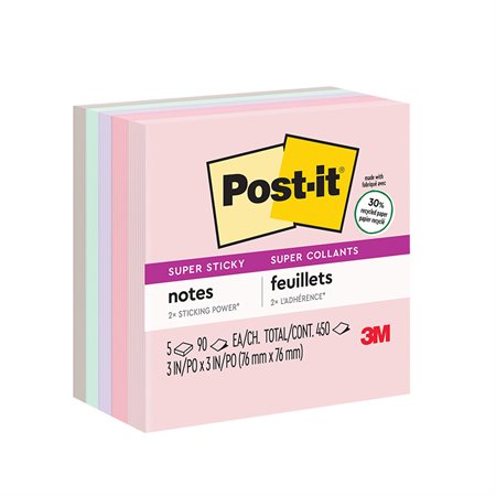 Post-it® Super Sticky Recycled Notes - Wanderlust Pastels