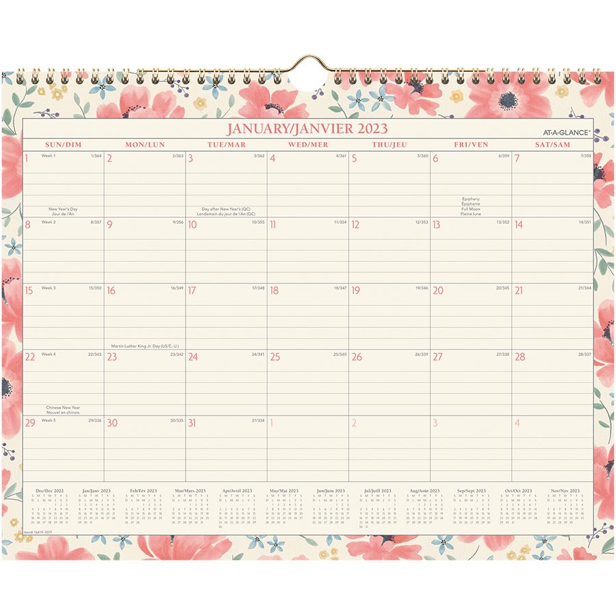 Floral Monthly Wall Calendar (2023)